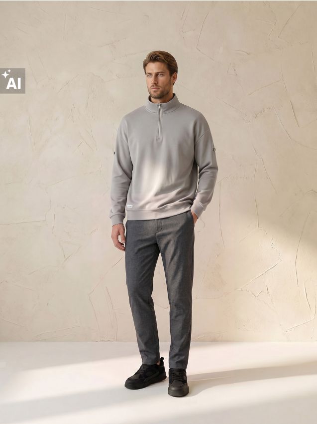 Sinsay - Pantaloni chino de bumbac - gri-închis