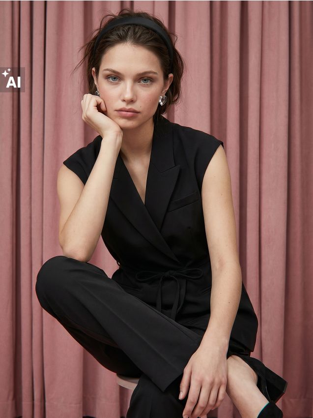 Sinsay - Pantaloni de costum cu amestec de viscoză - negru