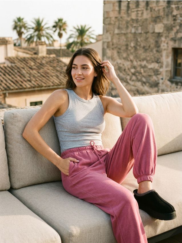 Sinsay - Pantaloni jogger - roz-trandafiriu