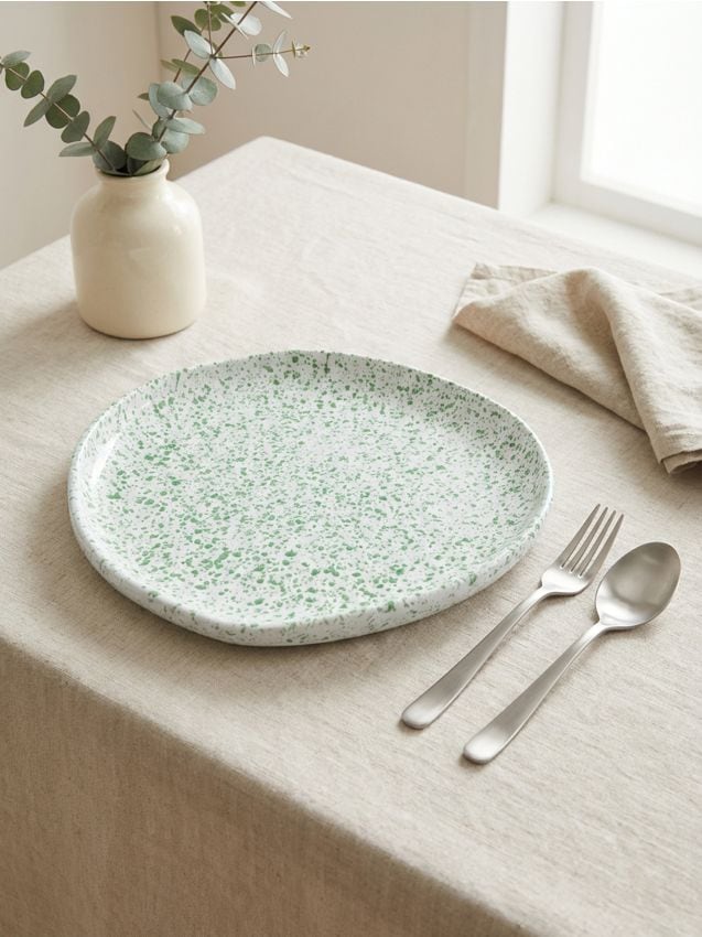 Sinsay - Farfurie cu model stropit - verde-pal