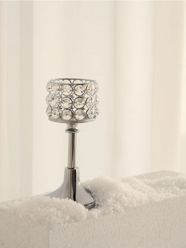 Sinsay - Krištáľový svietnik na nožičke - strieborná