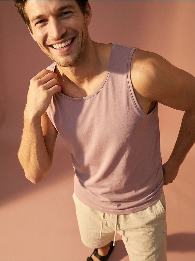 Sinsay - Tricou fără mâneci cu adaos de viscoză - roz-pastel