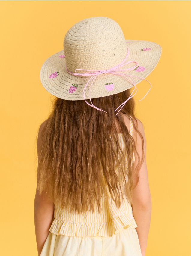 Sinsay - Pălărie cu motiv de zmeură - bej