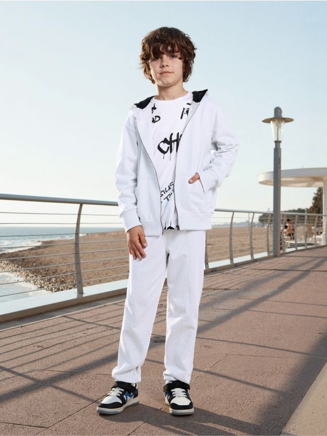 Sinsay - Bluza rozpinana z kapturem - szary