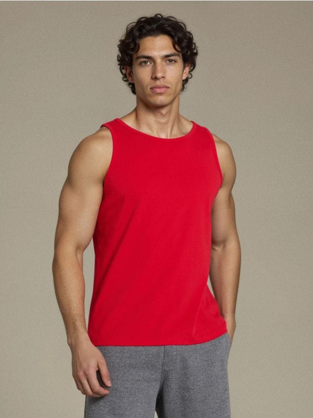 Sinsay - Tricou din bumbac fără mâneci - roșu