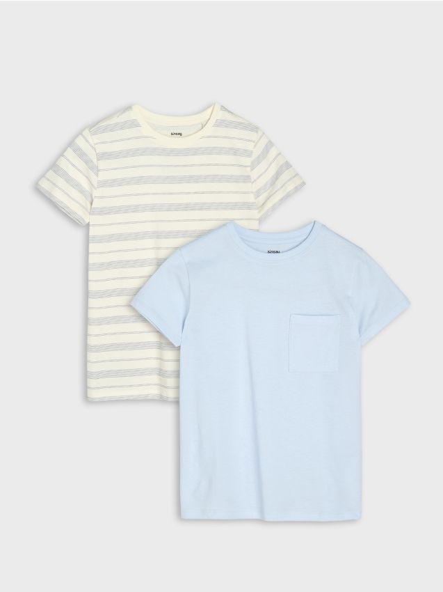 Sinsay - Tricouri din bumbac 2 pachet - albastru-pal