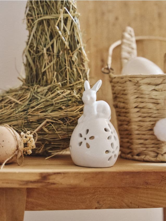 Sinsay - Suport de lumânare de Paște cu motiv de iepure - alb
