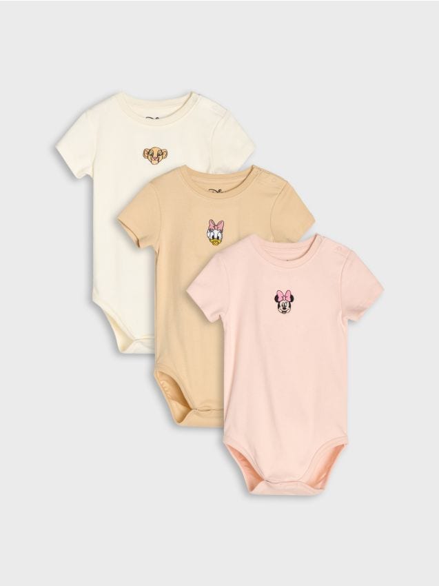Sinsay - Set de 3 body din bumbac Disney - crem