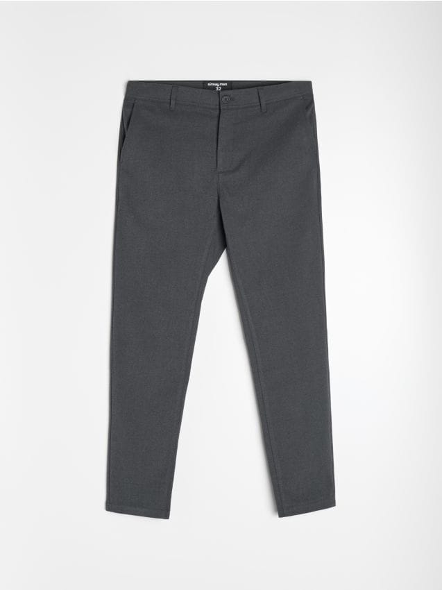 Sinsay - Pantaloni chino slim cu amestec de vâscoză - gri-închis