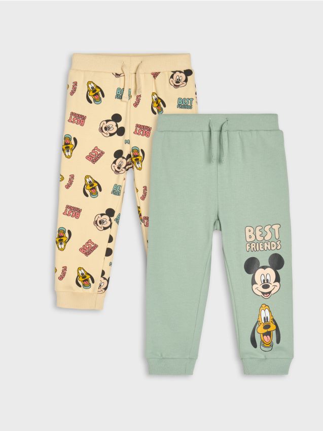 Sinsay - Pantaloni jogger din fleece 2 pack Mickey Mouse - verde-metalizat