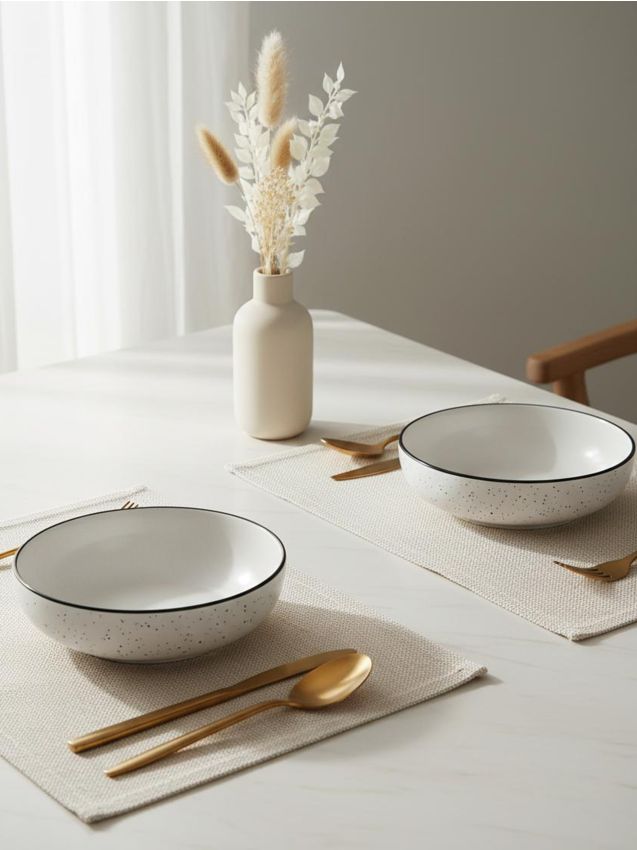 Sinsay - Sada škvrnitých misiek s okrajom 2 pack - biela