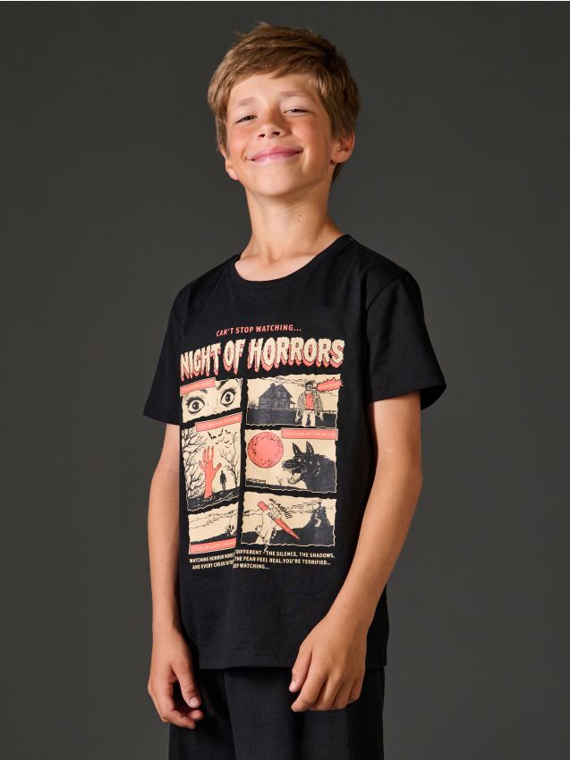 Sinsay - Dvojdielne pyžamo s halloweenským motívom - čierna