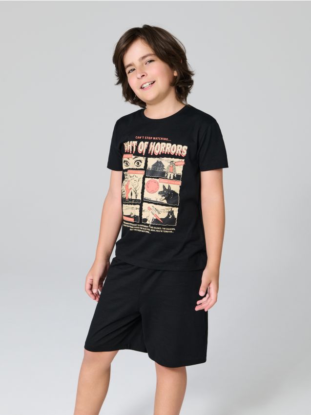 Sinsay - Dvojdielne pyžamo s halloweenským motívom - čierna