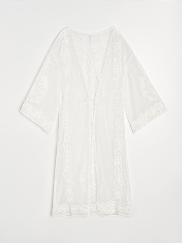 Sinsay - Pareo din dantelă cu bumbac - crem