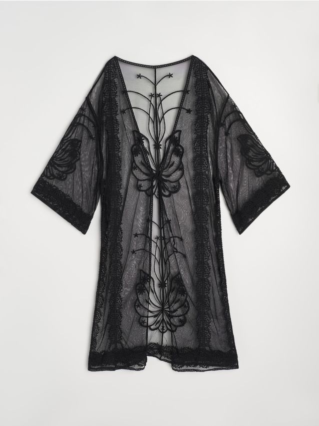 Sinsay - Pareo din dantelă cu bumbac - negru