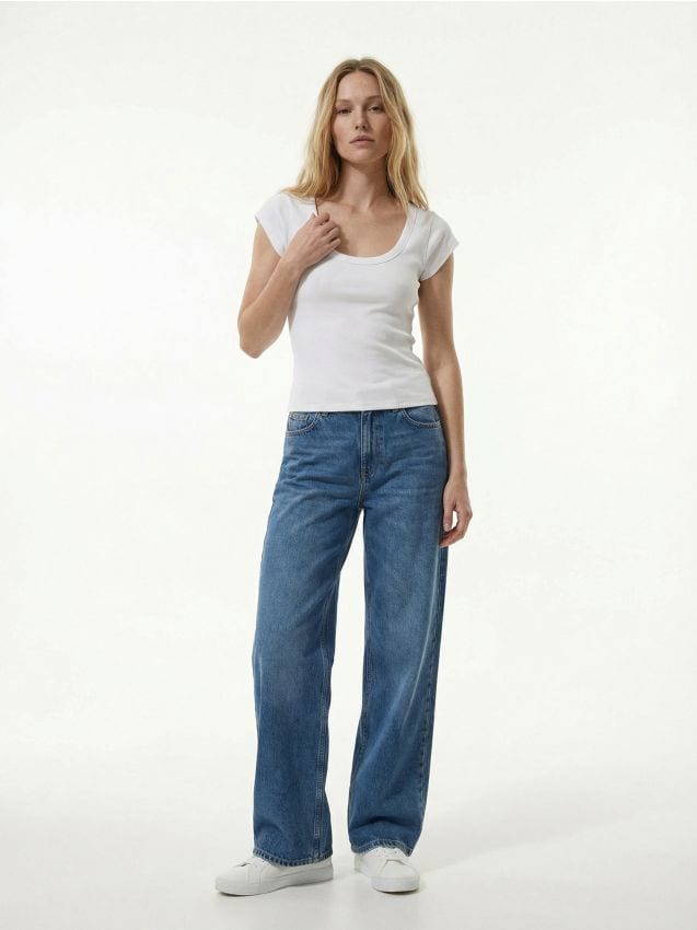 Sinsay - Tricou din bumbac basic - alb