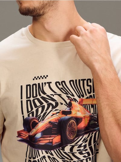 Βαμβακερό μπλουζάκι με στάμπα