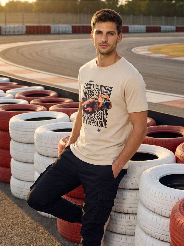 Sinsay - Tricou din bumbac cu imprimeu - nude