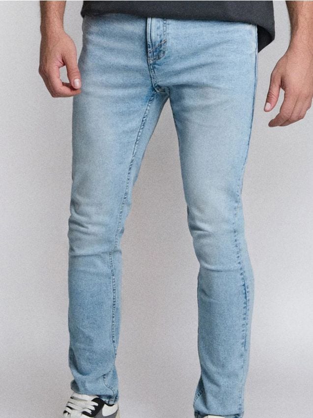 Sinsay - Blugi skinny cu efect de prespălare - albastru