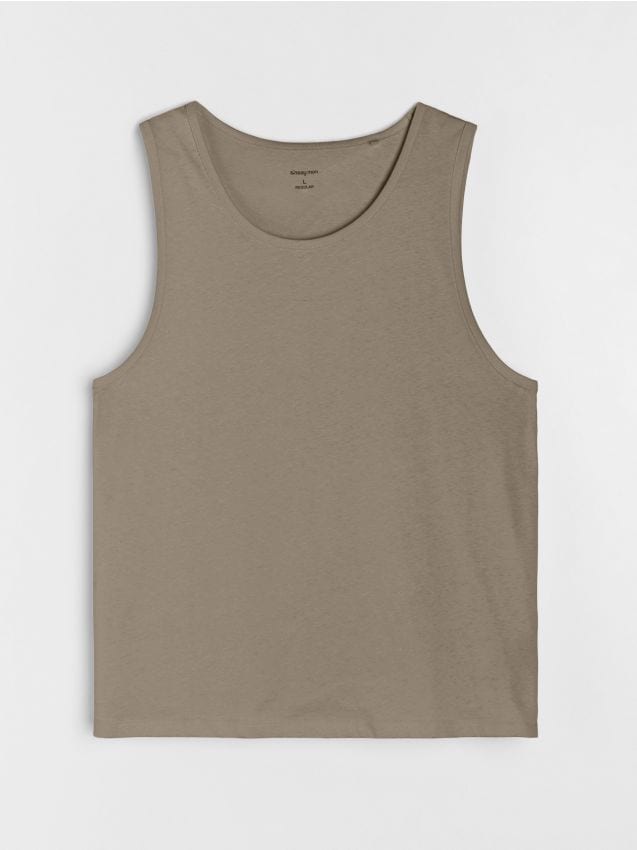 Sinsay - Tricou din bumbac fără mâneci - galben-verzui