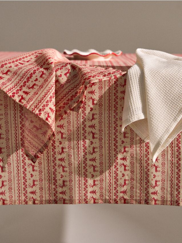 Sinsay - Kuchynské utierky s vianočným motívom 2 pack - béžová