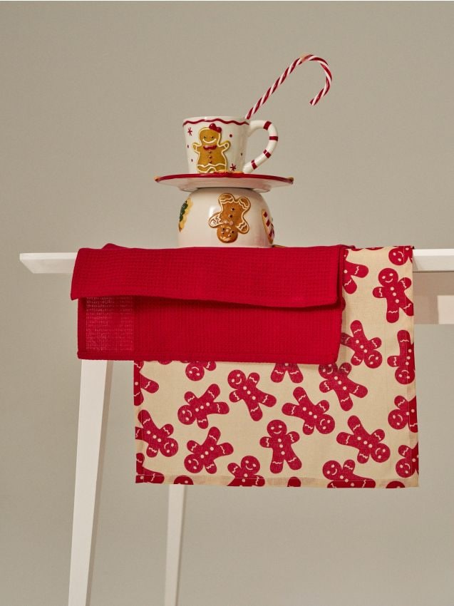 Sinsay - Kuchynské utierky s vianočným motívom 2 pack - červená