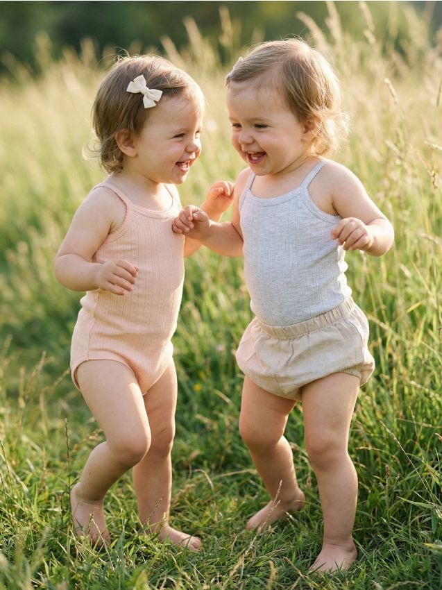 Sinsay - Body din bumbac cu bretele 2 pack - roz-pastel