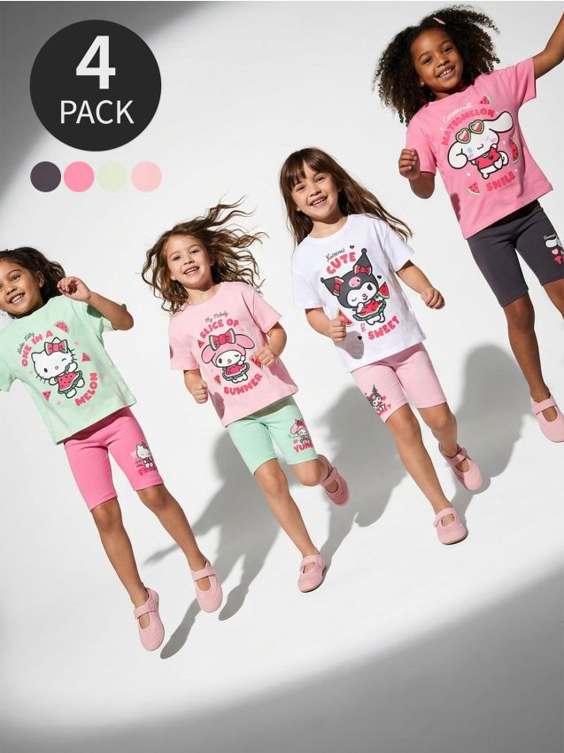 Sinsay - Colanți scurți din bumbac 4 pack Hello Kitty and Friends - multicolor
