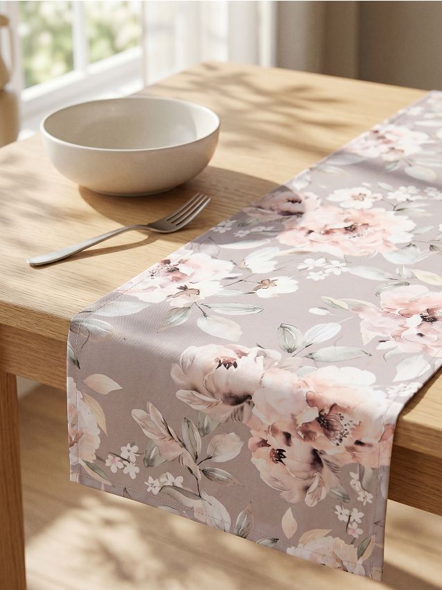 Sinsay - Traversă de masă cu motiv floral - gri deschis