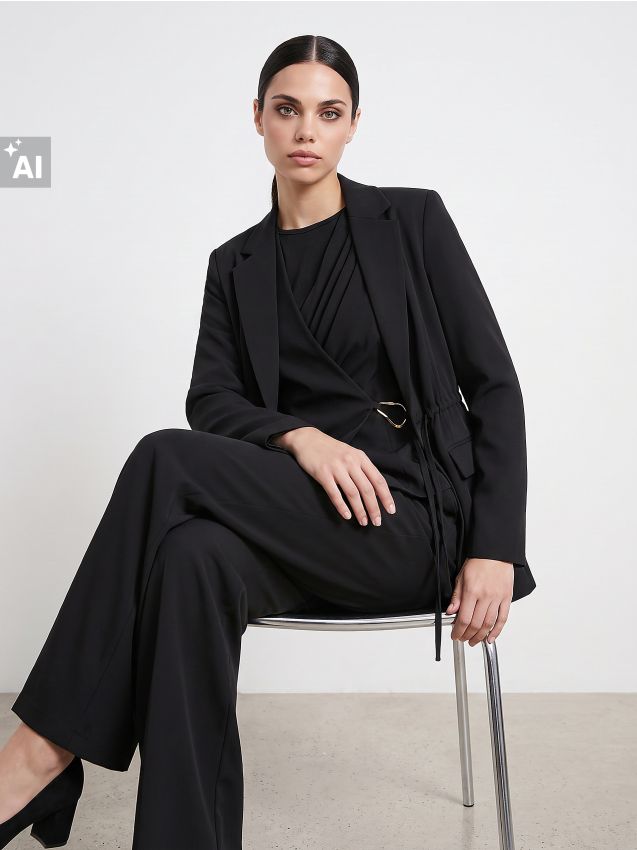 Sinsay - Pantaloni eleganți wide leg cu pense - negru