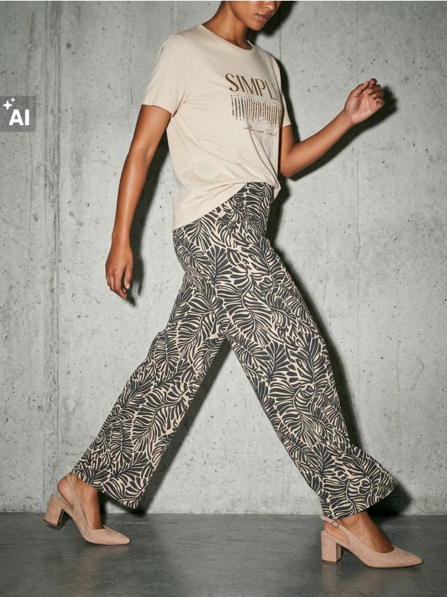 Sinsay - Pantaloni wide leg cu model floral - multicolor