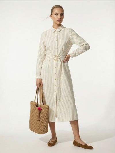 Viskoosist särk-moodi midi kleit linase seguga