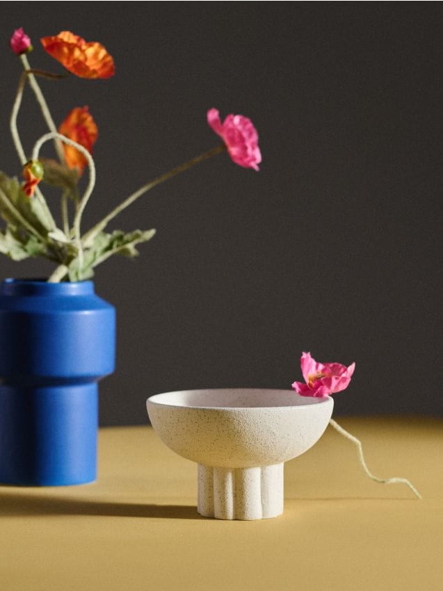 Sinsay - Tavă decorativă din ceramică pe picior - alb