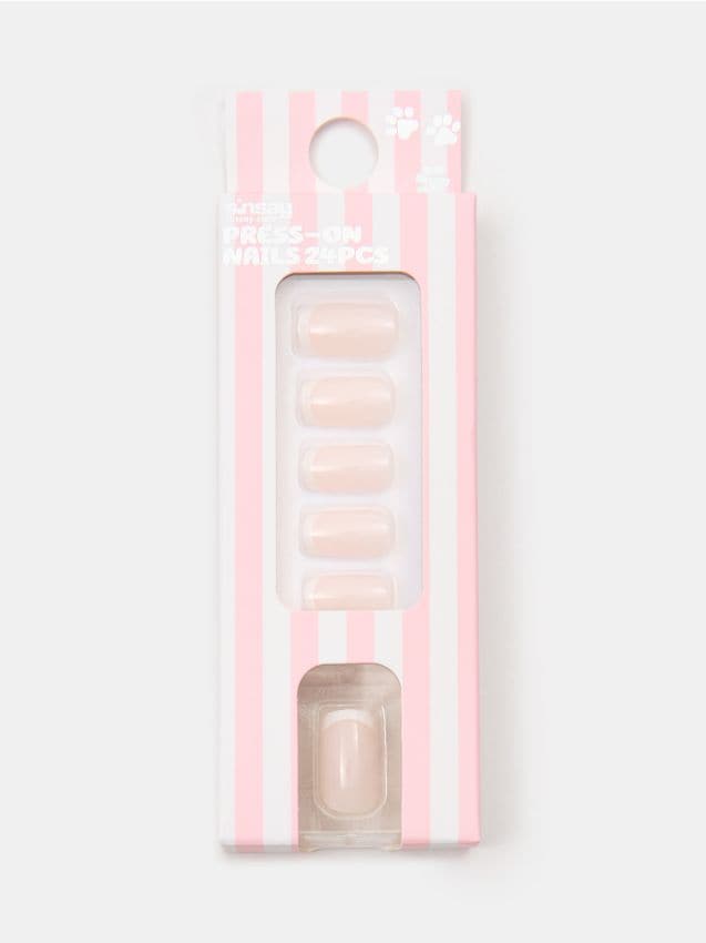 Sinsay - Unghii artificiale cu manichiură french 24 pack - crem