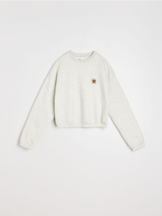 Sinsay - Bluza crewneck z naszywką - szary