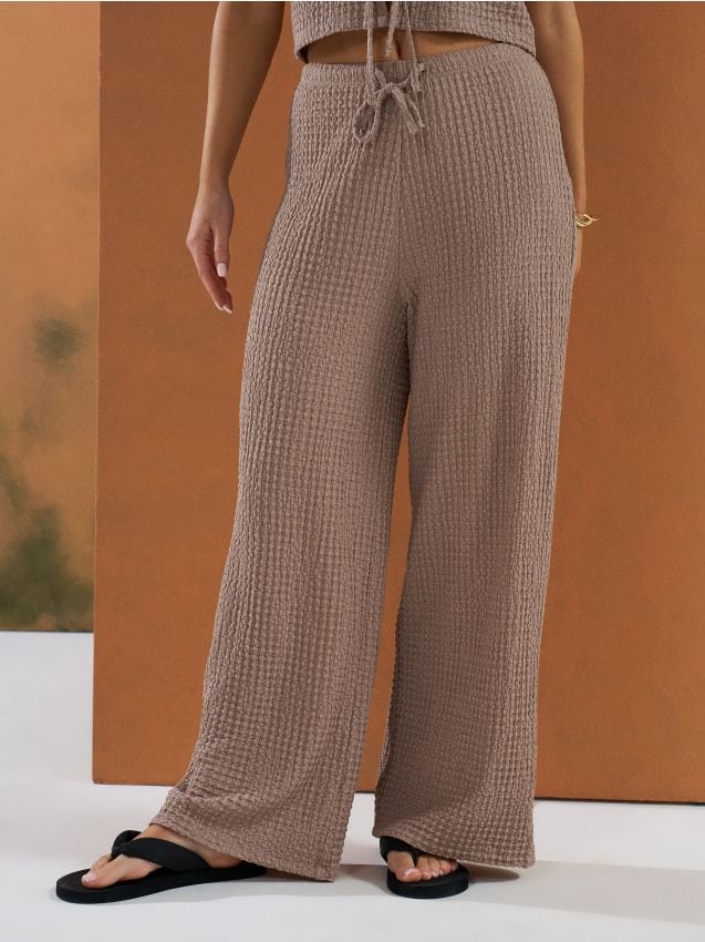 Strukturalne spodnie wide leg - SINSAY