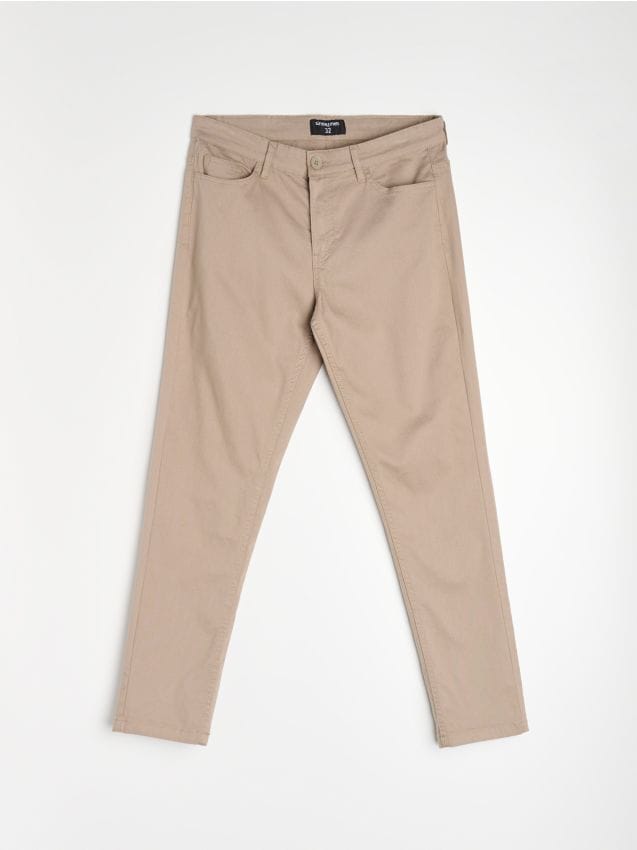 Sinsay - Pantaloni din bumbac slim - bej
