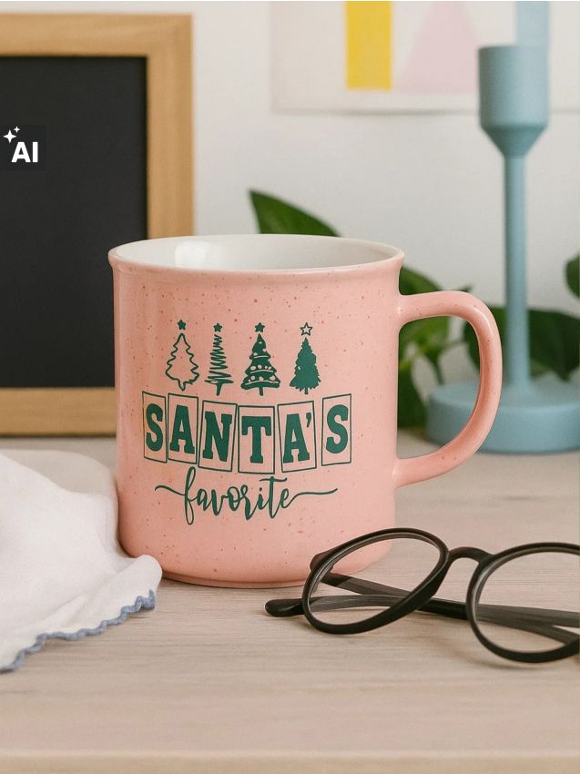 Sinsay - Cană de Crăciun cu inscripția „Santa’s Favorite“ - roz-pastel