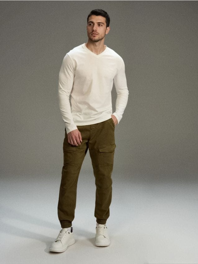 Sinsay - Blugi jogger - verde-maroniu