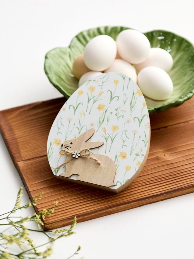 Sinsay - Decorațiune de Paște standing în formă de ou cu iepuraș - alb