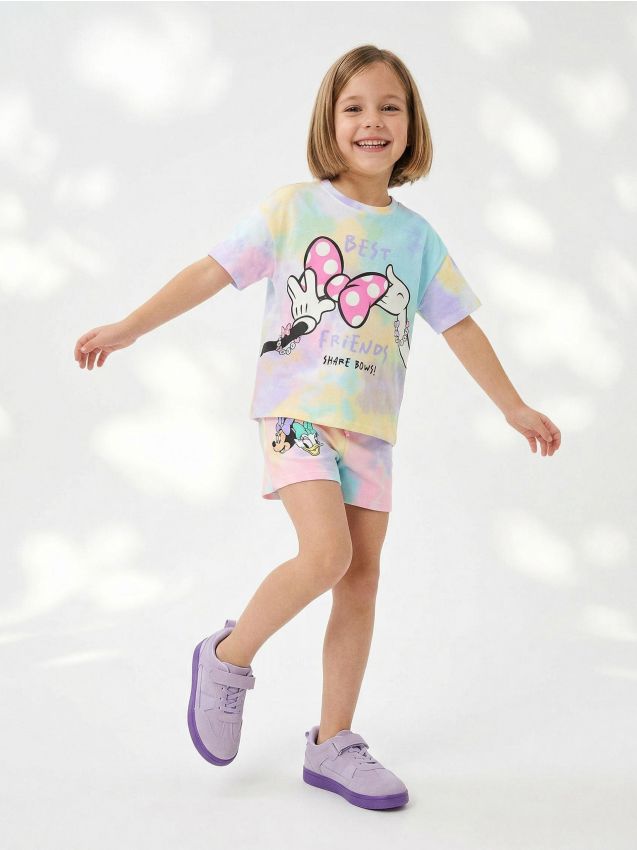 Sinsay - Pantaloni scurți din bumbac, cu imprimeu Minnie and Daisy - multicolor