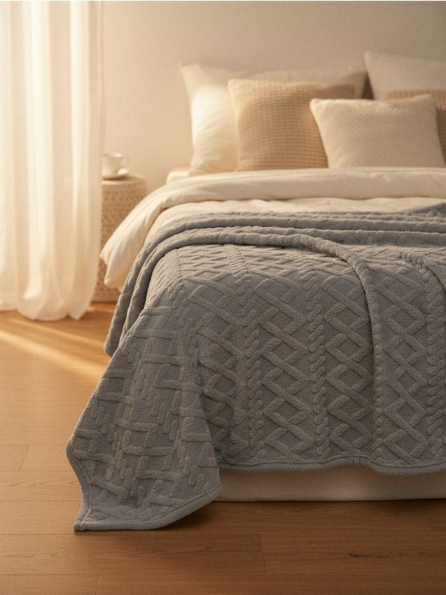 Sinsay - Posteľná prikrývka - svetlošedá