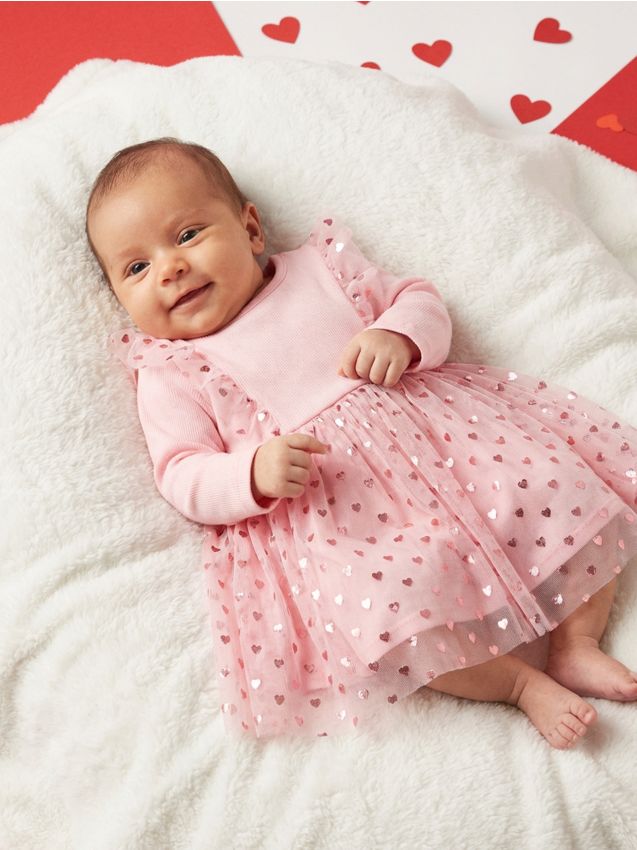 Sinsay - Rochie cu fustă din tulle cu inimioare - roz-pastel