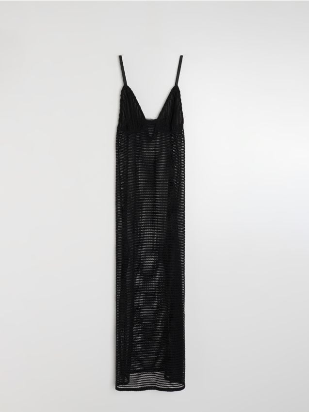 Sinsay - Rochie Lungă de Plajă din Tricot cu Bretele - negru