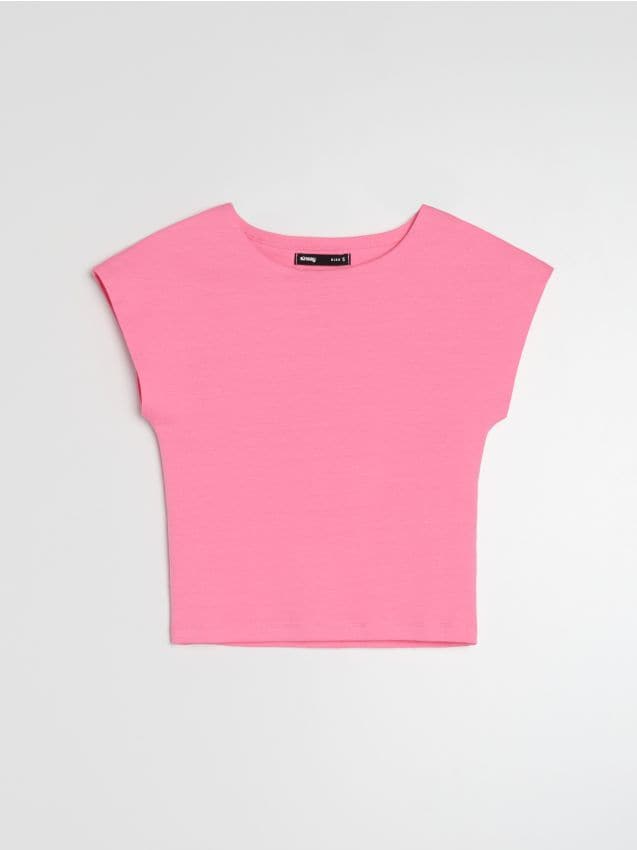 Sinsay - Tricou basic cu mâneci scurte - roșu-hibiscus