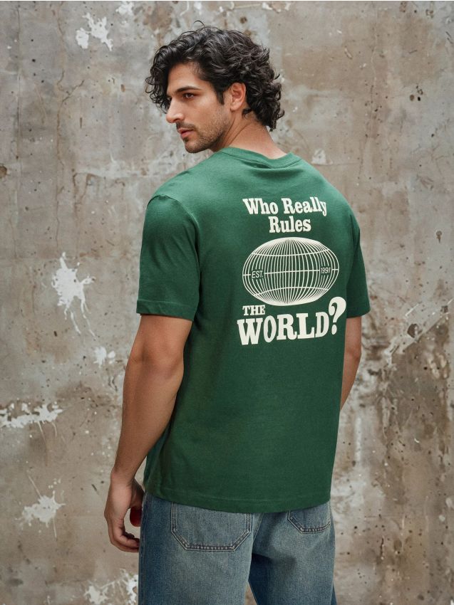 Sinsay - Tricou din bumbac cu imprimeu - verde