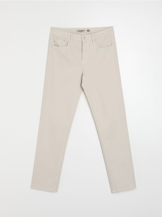 Sinsay - Jeansy slim fit - kremowy