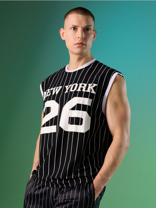 Sinsay - Tricou boxy în dungi - negru