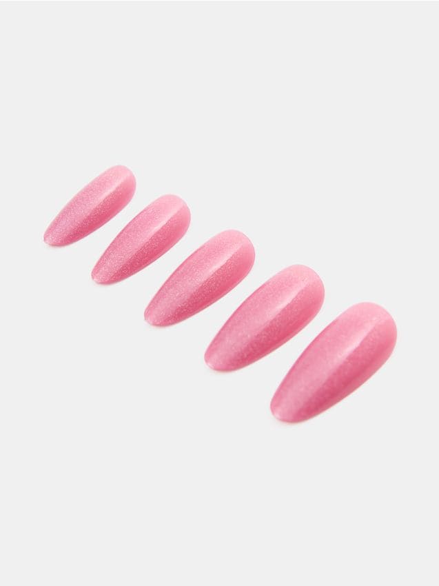 Sinsay - Unghii false press-on cu efect glitter 24 pack - roz-pastel
