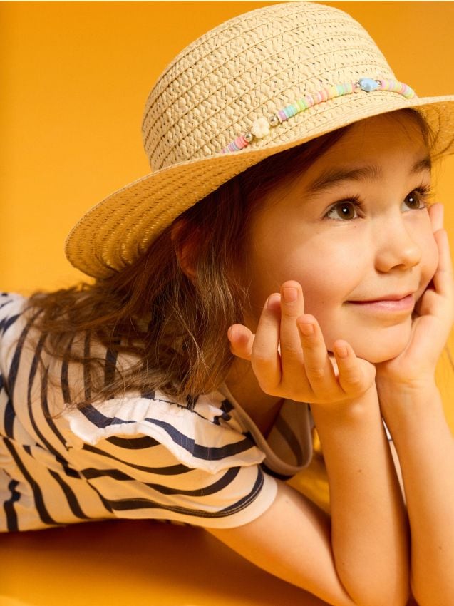 Sinsay - Pălărie împletită cu mărgele decorative - bej